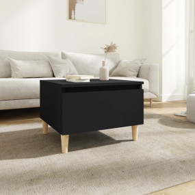 Side Table Black Engineered wood, Solid eucalyptus wood...