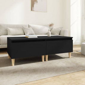 Side Table Set of 2 Black Engineered wood Small Side Ta...