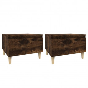 Side Table Set of 2 Smoked oak Engineered wood Small Si...