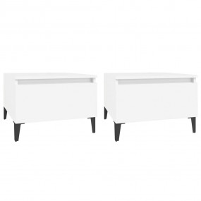 Side Table Set of 2 White Engineered wood, metal Small