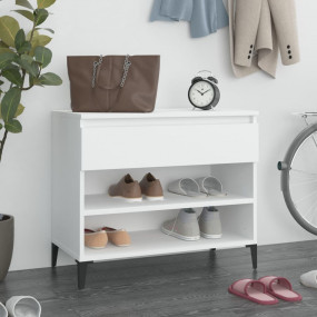 Shoe Cabinet White Engineered Wood, Metal Medium Shoe C...