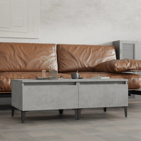 Side Table Set of 2 Concrete Gray Engineered Wood, Meta...