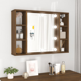 Mirror Cabinet Brown Oak Engineered Wood, Acrylic Stand...