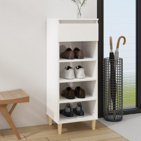 Shoe Cabinet High gloss white Engineered wood, solid eu...
