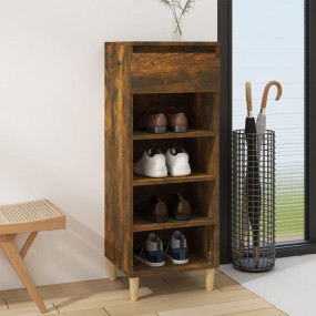 Shoe Cabinet Smoked Oak Engineered wood, solid eucalypt...