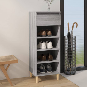 Shoe Cabinet Grey Sonoma Engineered wood, Solid eucalyp...