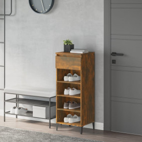 Shoe Rack Smoked Oak Engineered wood, Metal Tall Shoe R...