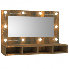 Mirror Cabinet Smoked Oak Engineered Wood, Acrylic Medi...