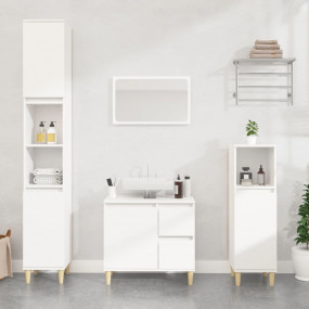 Bathroom Cabinet White Engineered Wood 74.8 in Tall