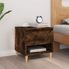 Bedside Table Smoked oak Engineered wood, solid eucalyp...