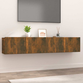 TV Cabinet Set of 2 Smoked Oak Engineered Wood Standard