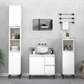 Bathroom Cabinet White Engineered wood, Metal Tall