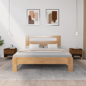 Bedside Table Set of 2 Brown Oak Engineered Wood Standa...