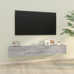 Wall TV Cabinet Set of 2 Grey Sonoma Engineered Wood 39...