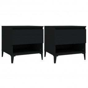 Side Table Set of 2 Black Engineered wood, metal Small