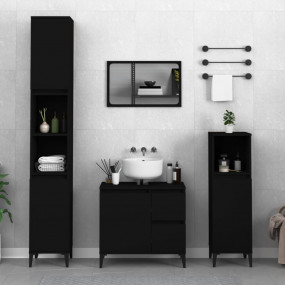 Bathroom Cabinet Black Engineered wood, Metal Standard