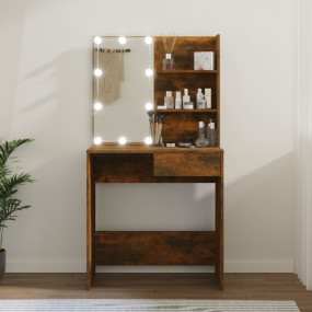 Dressing Table Smoked Oak Engineered Wood, Acrylic Medi...