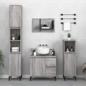 Bathroom Cabinet Grey sonoma Engineered wood, metal