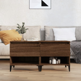 Side Table Set of 2 Brown Oak Engineered wood, metal Sm...
