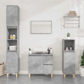 Bathroom Cabinet Concrete Grey Engineered Wood, Solid E...