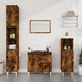 Bathroom Cabinet Smoked oak Engineered wood, Solid euca...