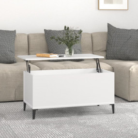 Coffee Table White Engineered Wood 35.4 x 17.5 x 17.7 i...
