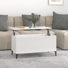 Coffee Table High Gloss White Engineered wood, Metal