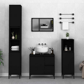 Bathroom Cabinet Black Engineered wood, metal Medium