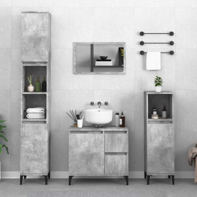 Bathroom Cabinet Concrete Gray Engineered Wood Medium