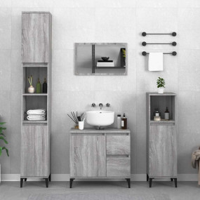 Bathroom Cabinet Gray Sonoma Engineered Wood, Metal Sta...