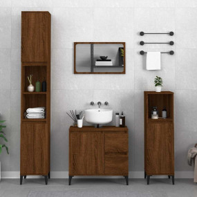 Bathroom Cabinet Brown Oak Engineered Wood Medium