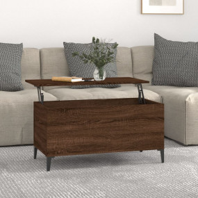 Coffee Table Brown oak Engineered wood 35.4x17.5x17.7 i...