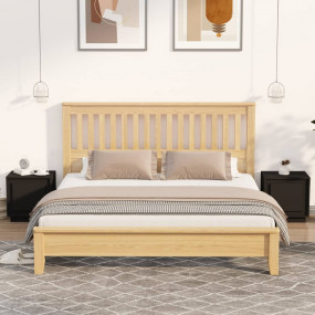 Bedside Cabinet Set of 2 Black Engineered wood Medium