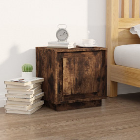 Bedside Cabinet Smoked Oak Engineered Wood 17.3x13.8x17...