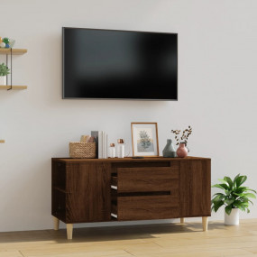 TV Cabinet Brown Oak Engineered Wood, Solid Eucalyptus ...