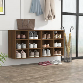 Shoe Cabinet Set of 2 Brown Oak Engineered wood Medium