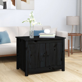 Coffee Table Black Solid Pine Wood Medium Coffee Table