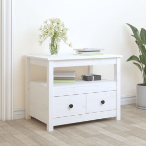 Coffee Table White Solid Pine Wood Coffee Table Rectang...