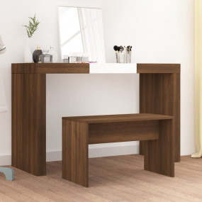 Dressing Stool Brown Oak Engineered Wood 27.6x13.8x17.7...