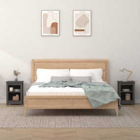 Bedside Cabinet Set of 2 Grey Solid pine wood 15.7x13.8...