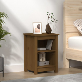 Bedside Cabinet Honey Brown Solid Pine Wood Standard