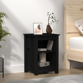 Bedside Cabinet Black Solid pine wood Standard Bedside ...