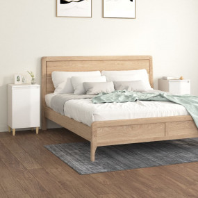 Bedside Cabinet Set of 2 Glossy white Engineered wood M...