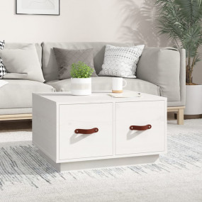 Coffee Table White Solid pine wood, faux leather (100% ...