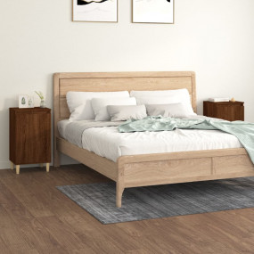 Bedside Cabinet Set of 2 Brown Oak Engineered Wood Medi...
