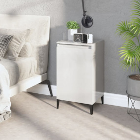 Bedside Cabinet High Gloss White Engineered Wood, Metal