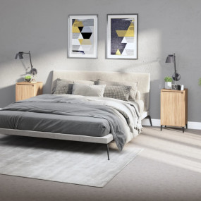 Bedside Cabinet Set of 2 Sonoma oak Engineered wood, me...