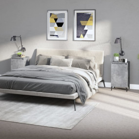Nightstand Set of 2 Concrete grey Engineered wood, meta...