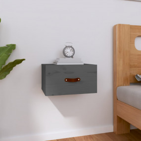 Wall-mounted Bedside Cabinet Grey Solid pine wood