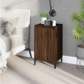 Bedside Cabinet Brown Oak Engineered Wood, Metal Medium